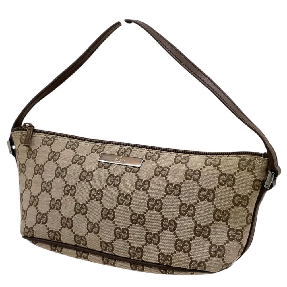 Gucci GG Canvas Handbag Accessory Pouch Clutch Brown